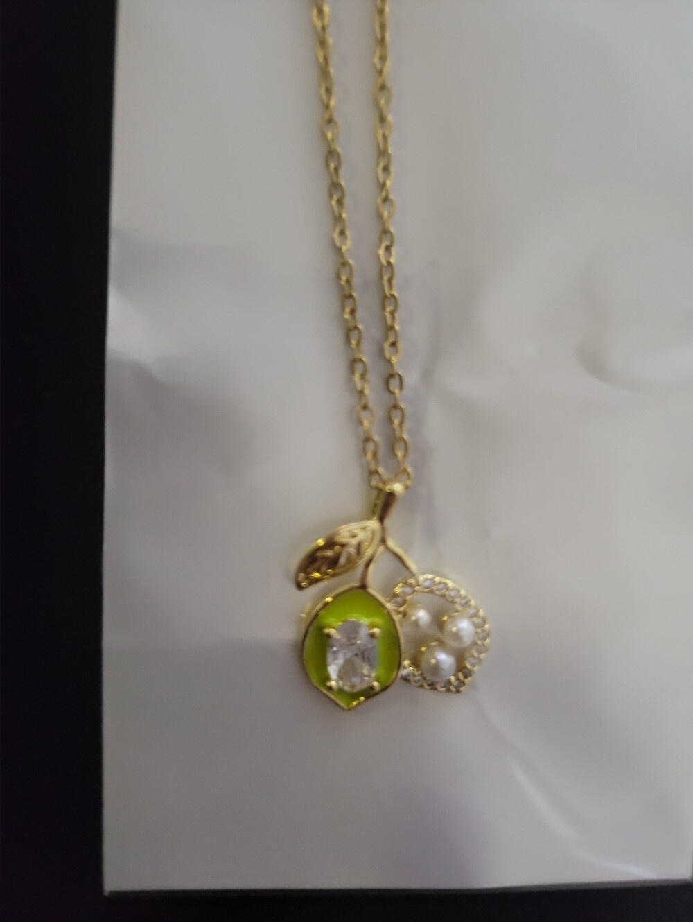 Gold Toned Sparkly Lemon Necklace- SO CUTE- NEW!
